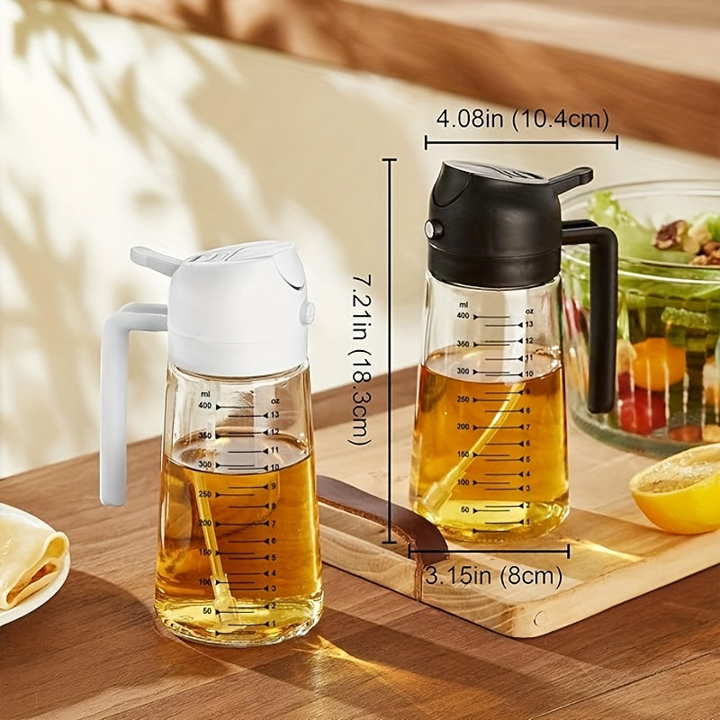 16 Oz / 470 Ml Plastic Olive Oil Sprayer, Suitable for Cooking, 2-In-1 Olive Oil Dispenser, Perfect for Kitchen Tools And Air Fryer Additions, for Salads And Grilling, Black
