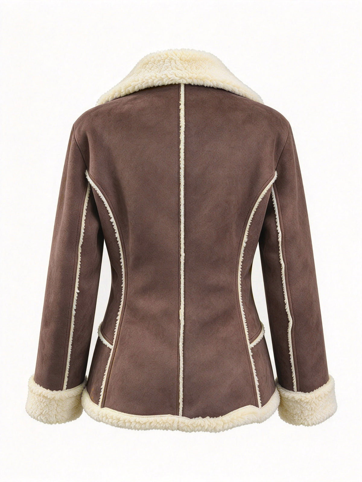Autumn Winter Vintage Faux Suede Velvet Composite Faux Waist-Cinching Warm Coat - Auspicious Selection