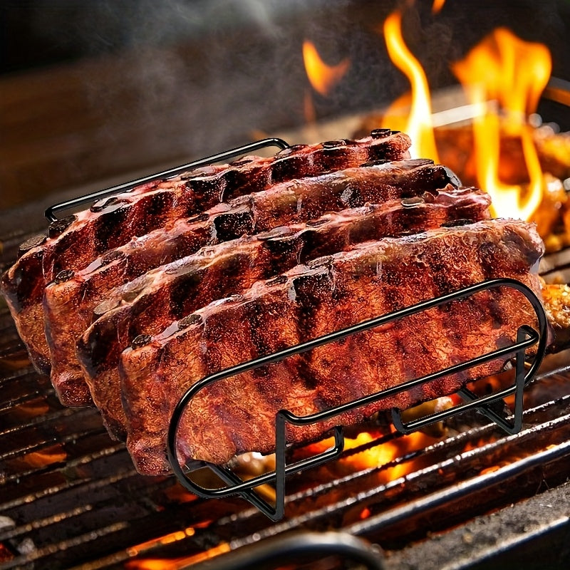 1pc, BBQ Rib Grill, Steak Rack Chicken Beef Rib Grill - Outdoor Camping Picnic, BBQ Tools