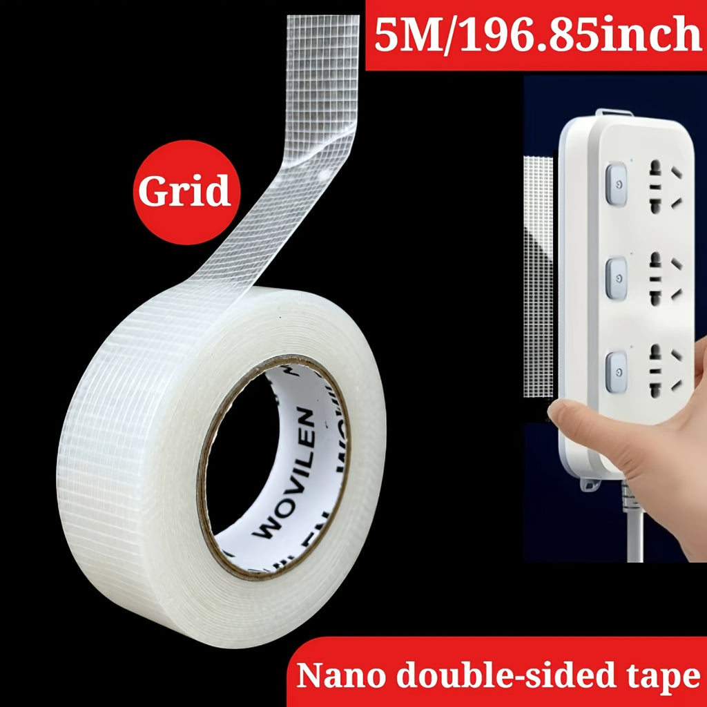 Industrial-grade Nano Double-sided Tape, 196.85 inch Long, Removable Without Leaving Residue, Made of Transparent PET Material