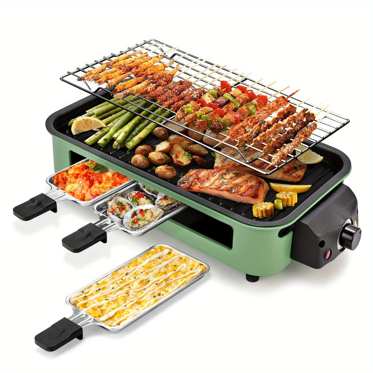 Indoor Electric Grill Designed for Kitchen Use, Smokeless And Portable, with a Detachable Non-Stick Plate, 1500W Power, And Safe for Dishwasher Cleaning