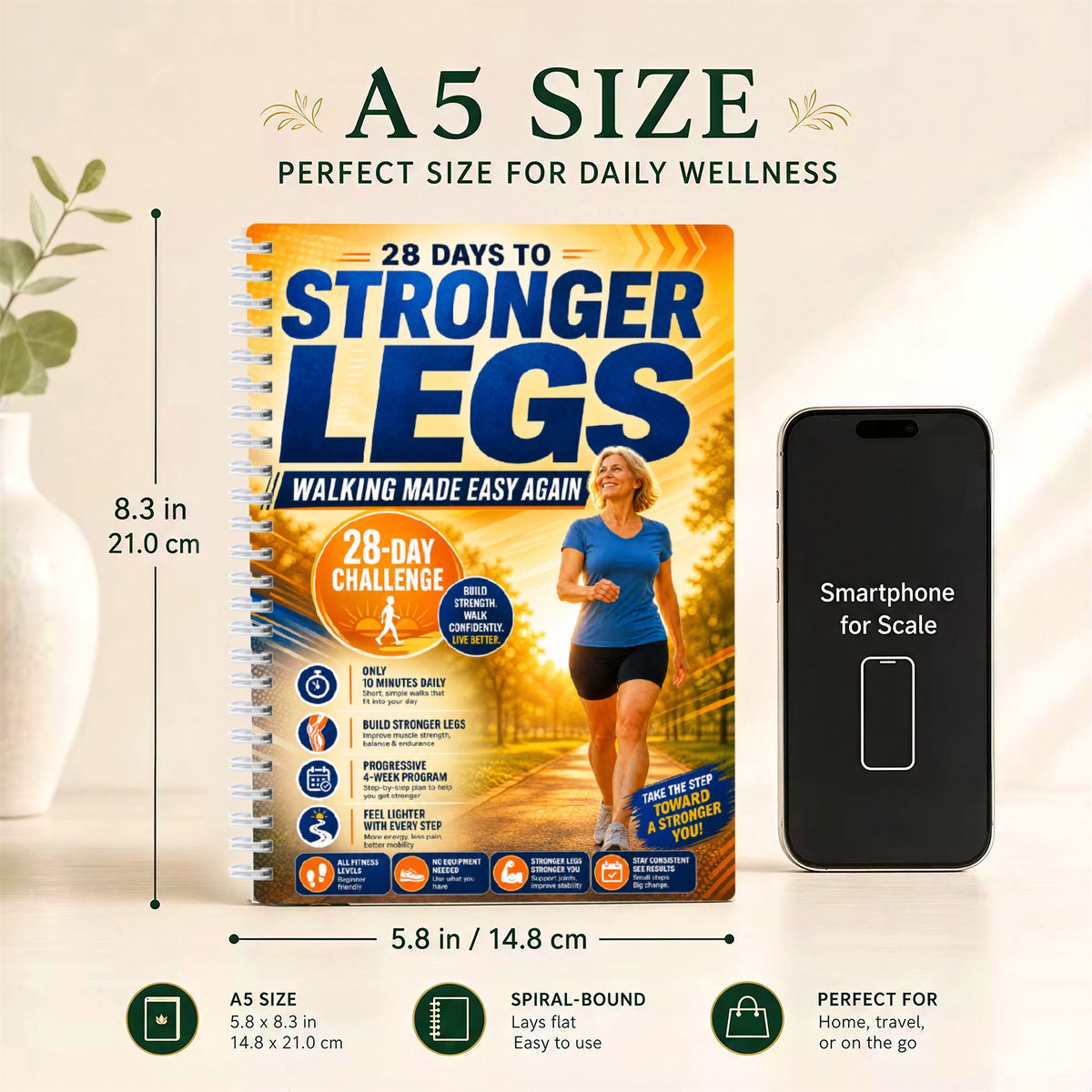 Stop Feeling Weak And Tired After Short Walks 1pc 28-Day Strong Legs Workout Planner Low Effort Daily 10 Minutes Home Exercise Routine Walking Training Guidebook