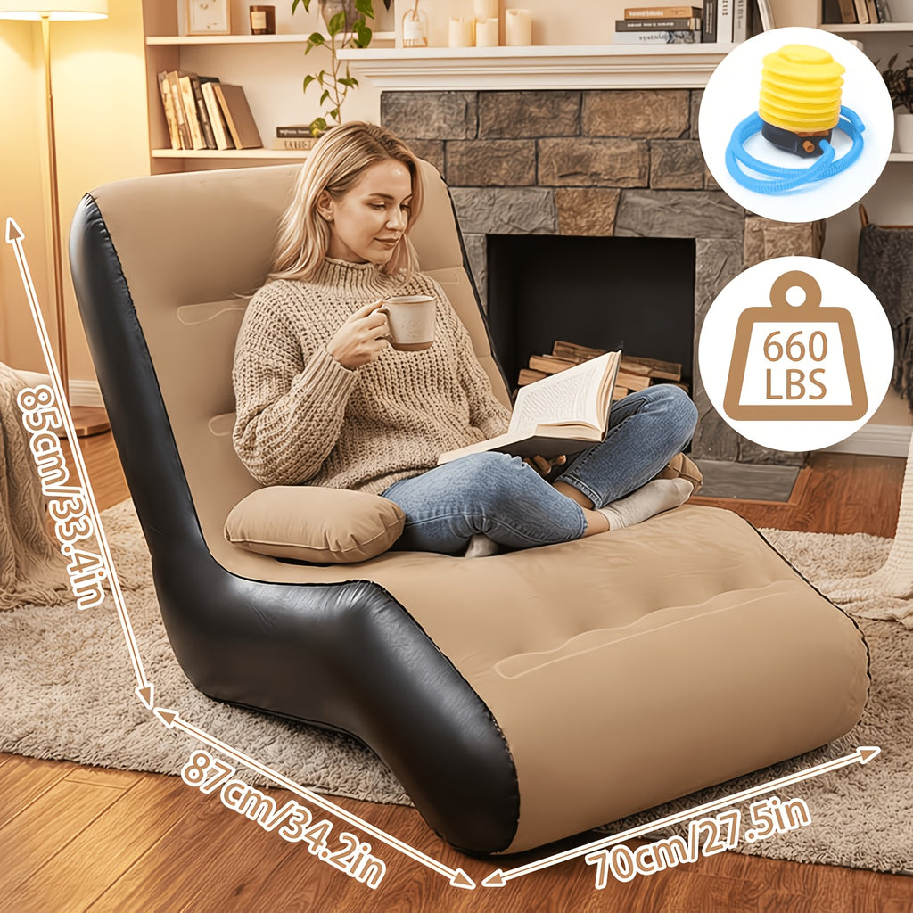 Inflatable Couch For Camping, Blow Up Couch For Adults Lazy Sofa With Armrest, Waterproof Flocked Surface Inflatable Lounge Chair Indoor, Portable Inflatable Couch For Movie Night, Air Sofa Outdoor