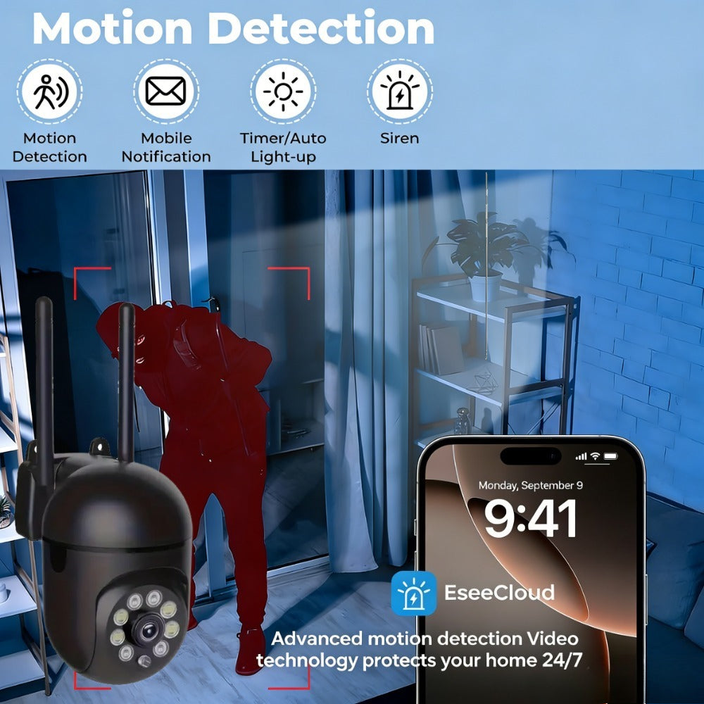 9.3 360° Panoramic Smart WiFi Security Camera - 1080P HD, Dual-Lens Indoor Wireless Camera with Night Vision, Panning/Tilting, Two-Way Audio, Pet Motion Tracking, Indoor Security Camera | Modern Security Camera | Durable Build Quality, Indoor Camera