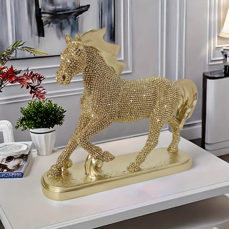 تمثال حصان رياضي فاخر من الراتنج الإبداعي، قطعة حيوانية مزخرفة للمنزل، مثالية لتزيين غرفة المعيشة أو خزانة التلفزيون أو سطح الطاولة، مناسبة كهدية لمنزل جديد أو مكتب، خيار ممتاز للأصدقاء