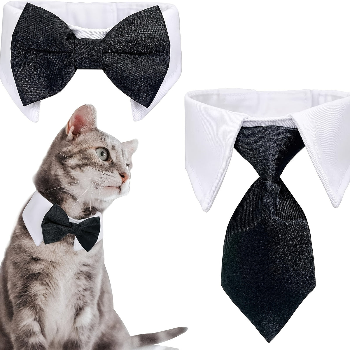 Popular Pet Dog Cat Formal Necktie Bow Tie Black And White Collar for Dog And Cat Pet Additions for Wedding Holiday And Party Gift