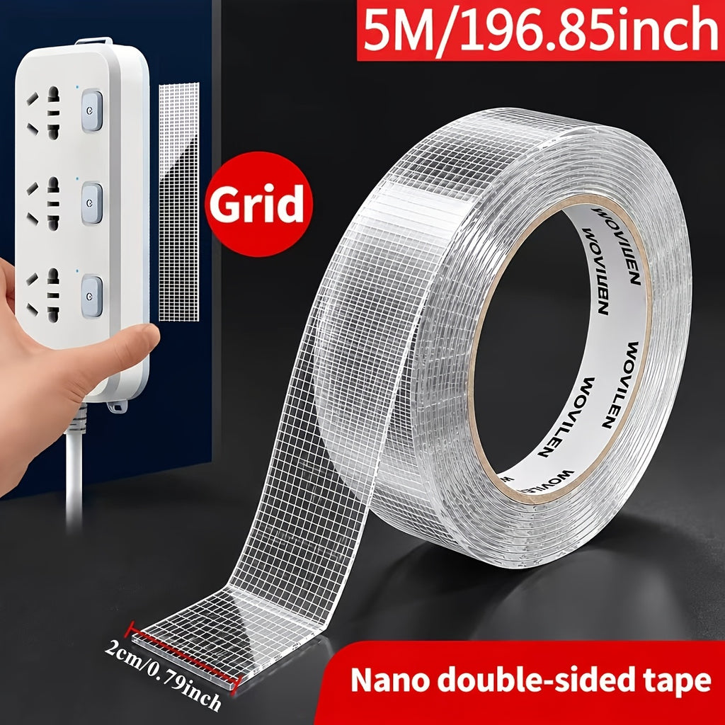 Industrial-grade Nano Double-sided Tape, 196.85 inch Long, Removable Without Leaving Residue, Made of Transparent PET Material