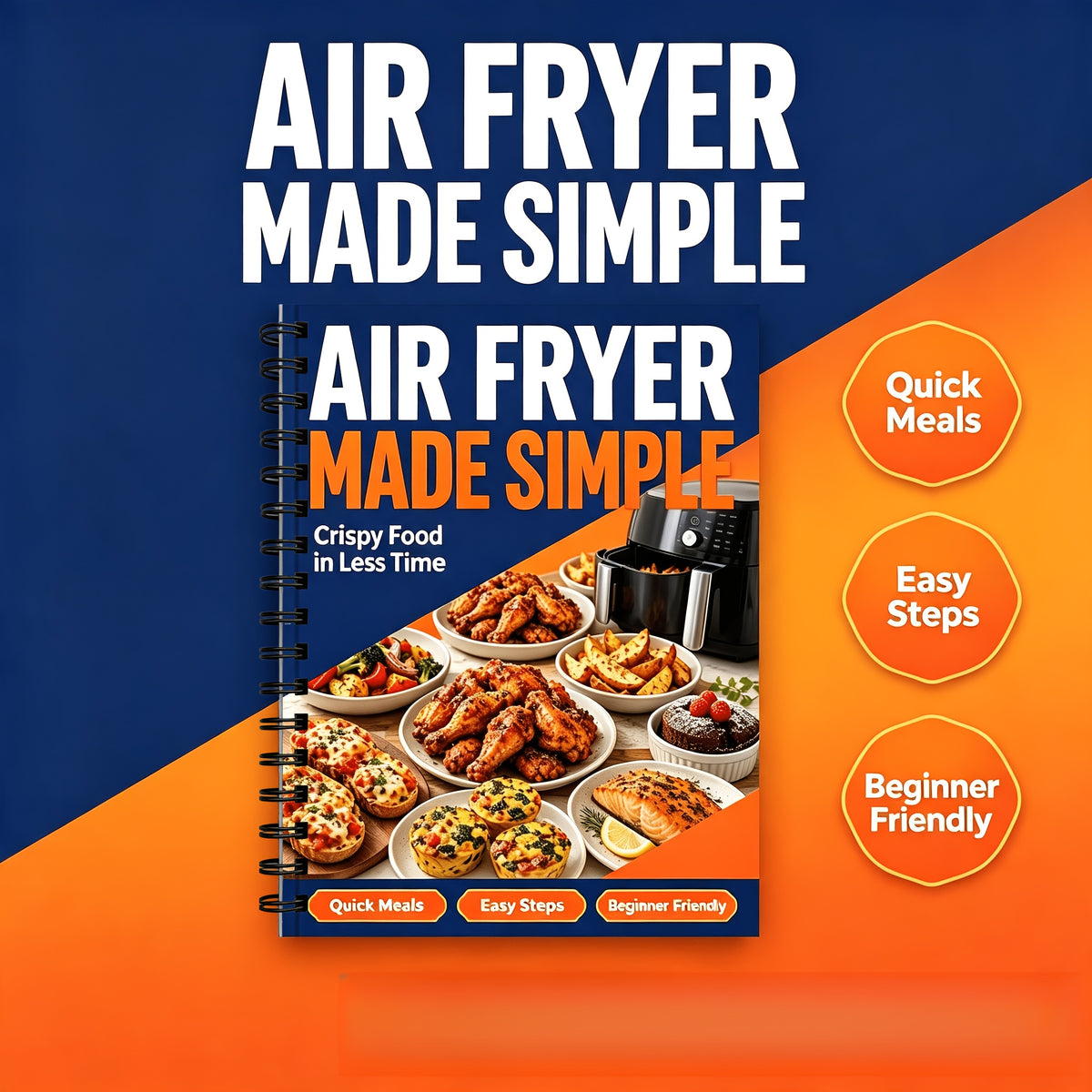 A5 Air Fryer Cookbook for Middle-Aged And Elderly, Easy Ingredients for Quick Cooking, Air Fryer Recipe Book And Cooking Manual, Monthly Meal Planning Reference, Quick Healthy Home Cooking