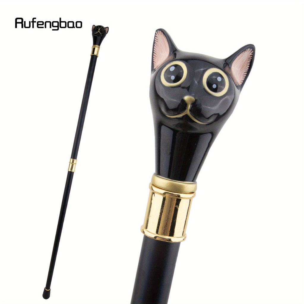36.61inch Black Golden Cat Gentleman Kitten Wand Fashion Wand with Crosier Knob, for Cosplay & Party