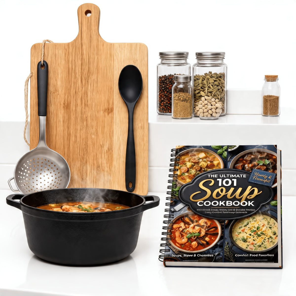 The Ultimate 101 Soup Cookbook:Homemade Soups, Stews, Chili & Chowder Recipes | Easy Comfort Food Soup Cookbook (Spiral Bound)