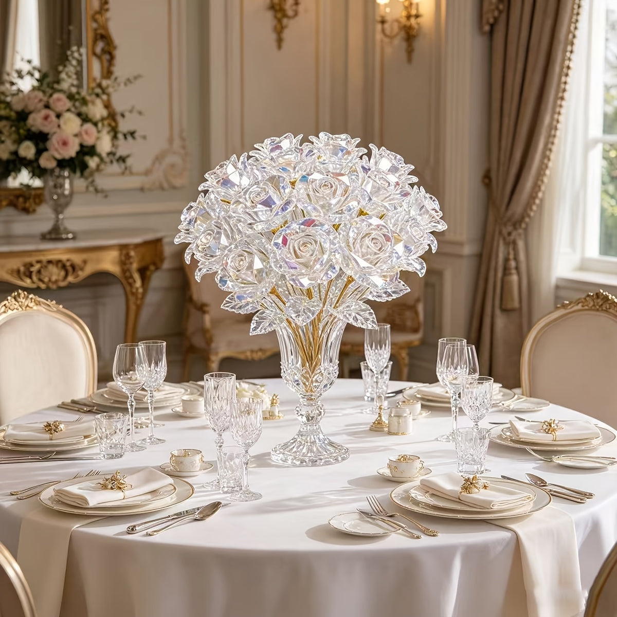 9pcs Set]Eternal Crystal Rose, Artificial Crystal Flower, Lifelike Rose Bouquet Suitable for Weddings, Mother's Day, Easter, Anniversary Centerpiece Decoration, Valentine's Day Gift, Birthday Party, Weddings And Thanksgiving - No Maintenance