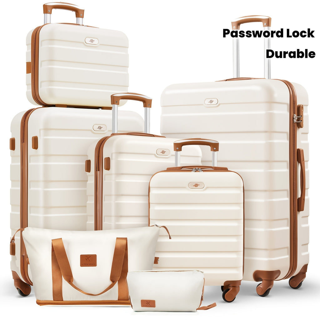 Luggage Set, Consisting Of 16+20+24+28 Inch Suitcases + Storage Bags/ Makeup Cases Set. Large Capacity Luggage Set, Made Of ABS Durable Material, with A Secure Password Lock, And Three-section Adjustable Handle