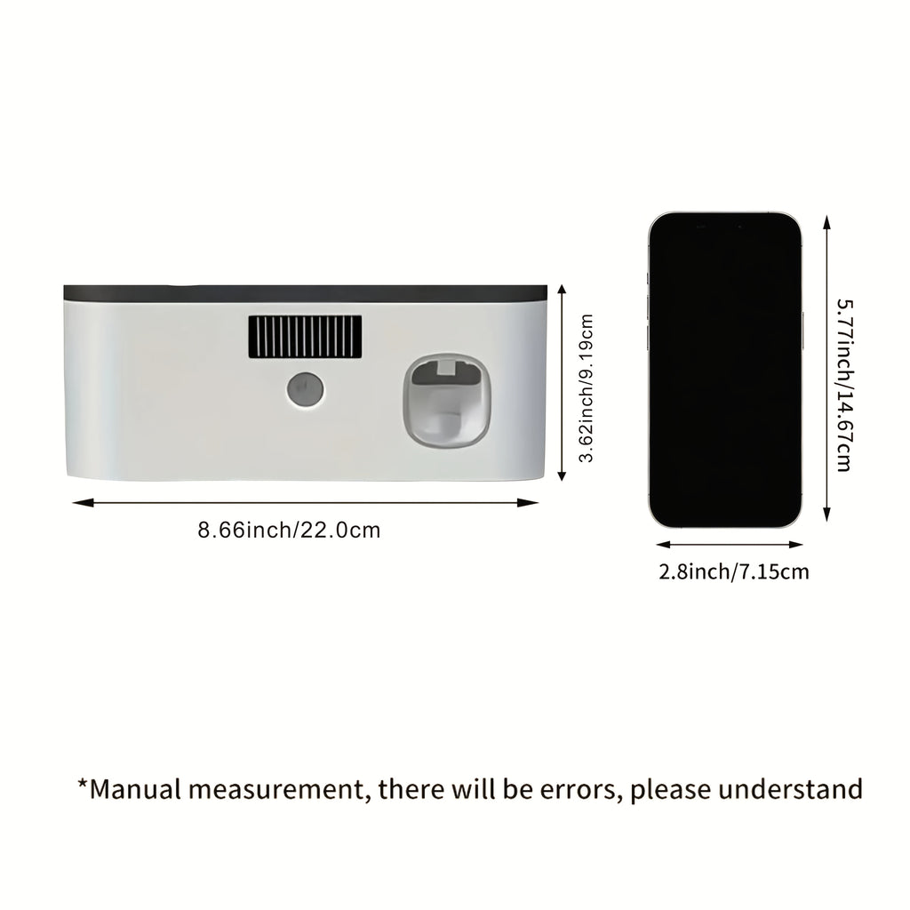 1pc Smart Toothbrush Holder, Bathroom Organizer with Automatic Toothpaste Dispenser - Wall-Mountable, 5-Slot Storage, Durable Plastic, USB Rechargeable Lithium Battery, Modern Bathroom Decor
