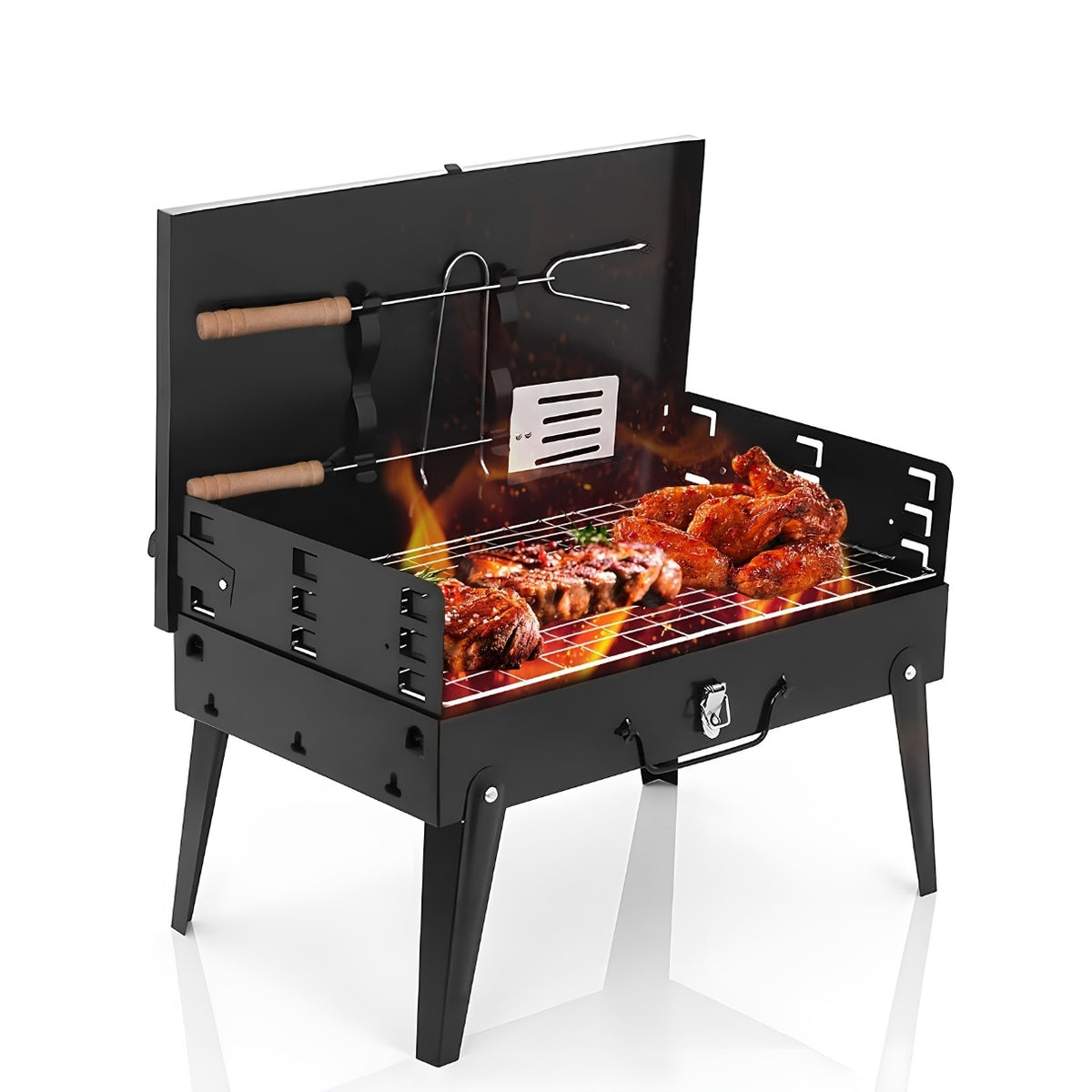 Portable BBQ Charcoal Grill, Compact Folding Barbecue Grill Lightweight Small Grill for Outdoor Cooking, Camping, Hiking, Picnics, Tailgating, Beach, And Backyard Parties