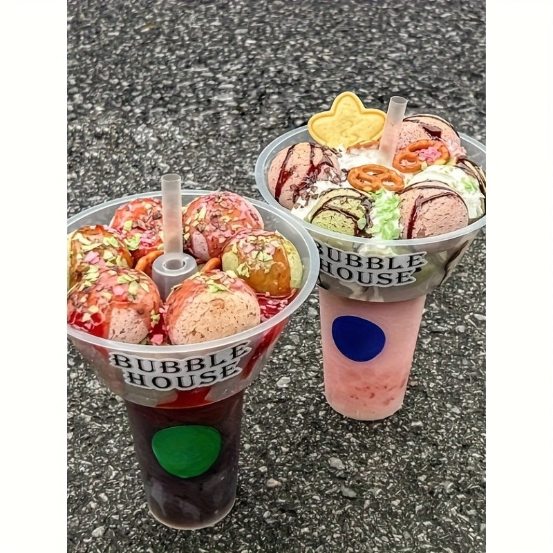 10 Sets (Bowl Cup Straw) | Multipurpose PET Cups And Bowls for Beverages, Snacks, Desserts, Hotpot, Suitable for Adults, Reusable And Hand Wash Solely