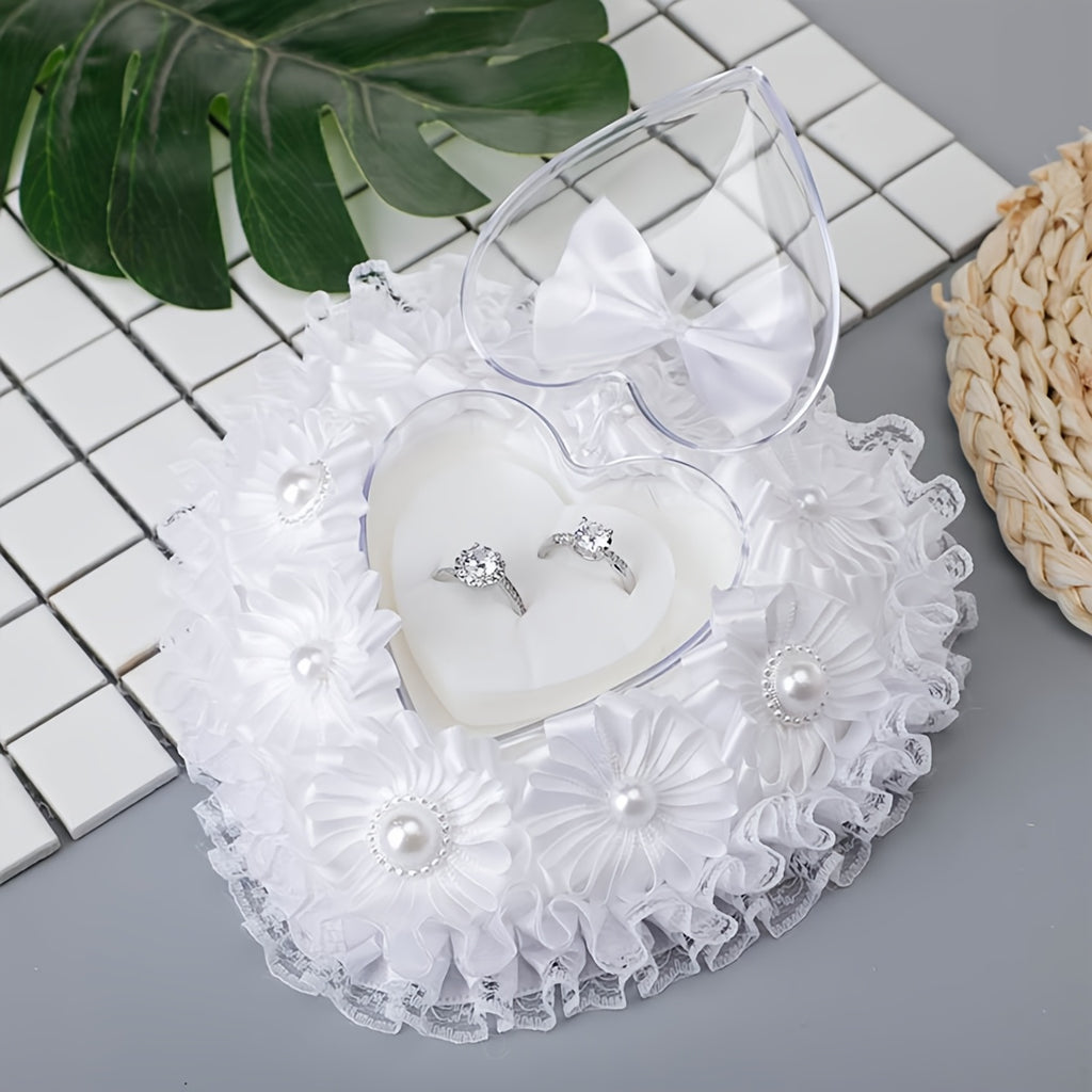Wedding New Style Ring Holder Bride Wedding Heart Bow Ring Box