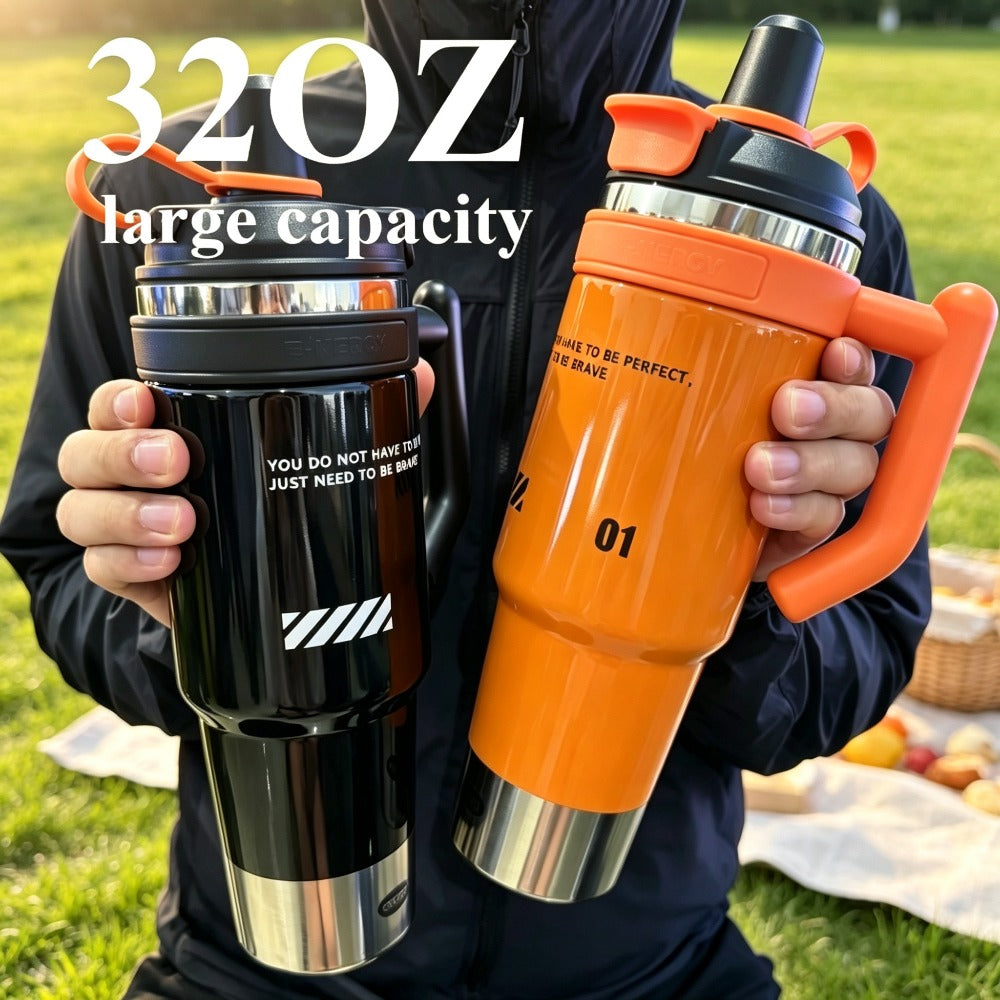 Large-capacity, Stylish Printed Insulated Tumbler with a 316 Stainless Steel Inner Liner for All-day Hot and Cold Retention. Features a Leak-proof Seal and Straw for Worry-free Portability. Suitable for Car Use, Camping, Fitness, and Home