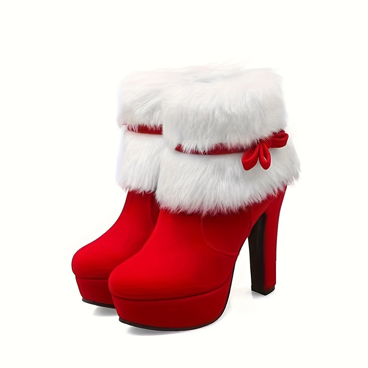 Women'S High Heel Platform Thickened Plush Christmas Boots, Women Shoes Elegant Women Shoes Classy Lady Shoes