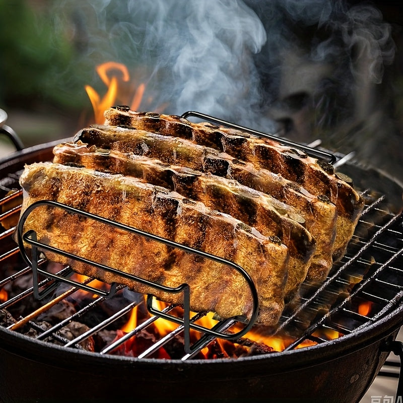 1pc, BBQ Rib Grill, Steak Rack Chicken Beef Rib Grill - Outdoor Camping Picnic, BBQ Tools