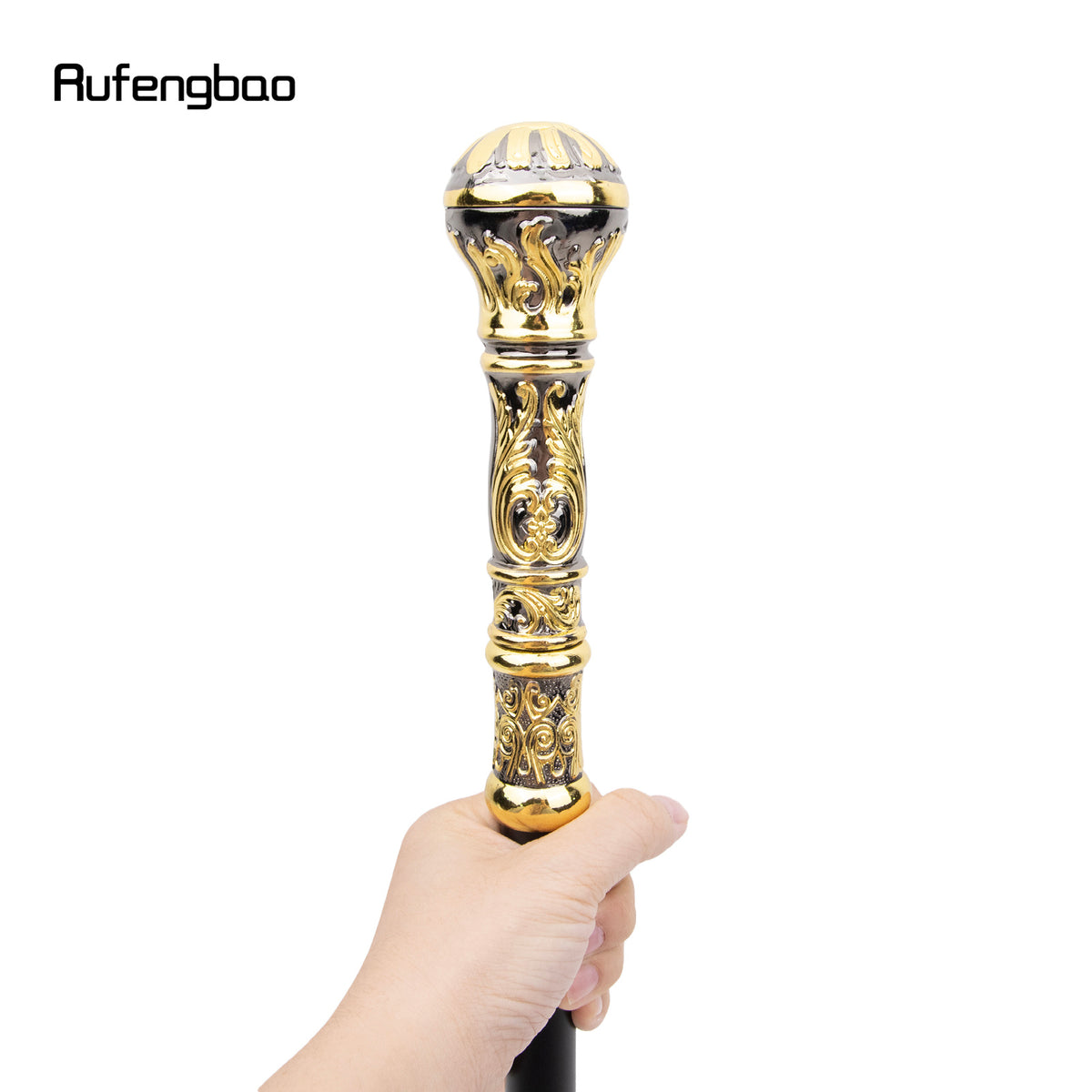 Golden Black Luxury Round Handle Fashion Stick | Elegant Crosier Knob Stick 36.61inch, Alloy Material by Rufengbao, For Cosplay & for party