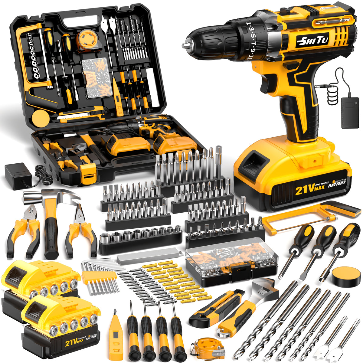 2026 21V Cordless Drill Kit|Optional Tool Box|Fast-Charging Rechargeable Electric Drill Set with 2.0Ah Batteries, Portable Drill Driver Kit with Hex Keys, Hand Tools& Bits for Home Maintenance, Great Tool Gifts for Dad And Men, Optional Accessories.