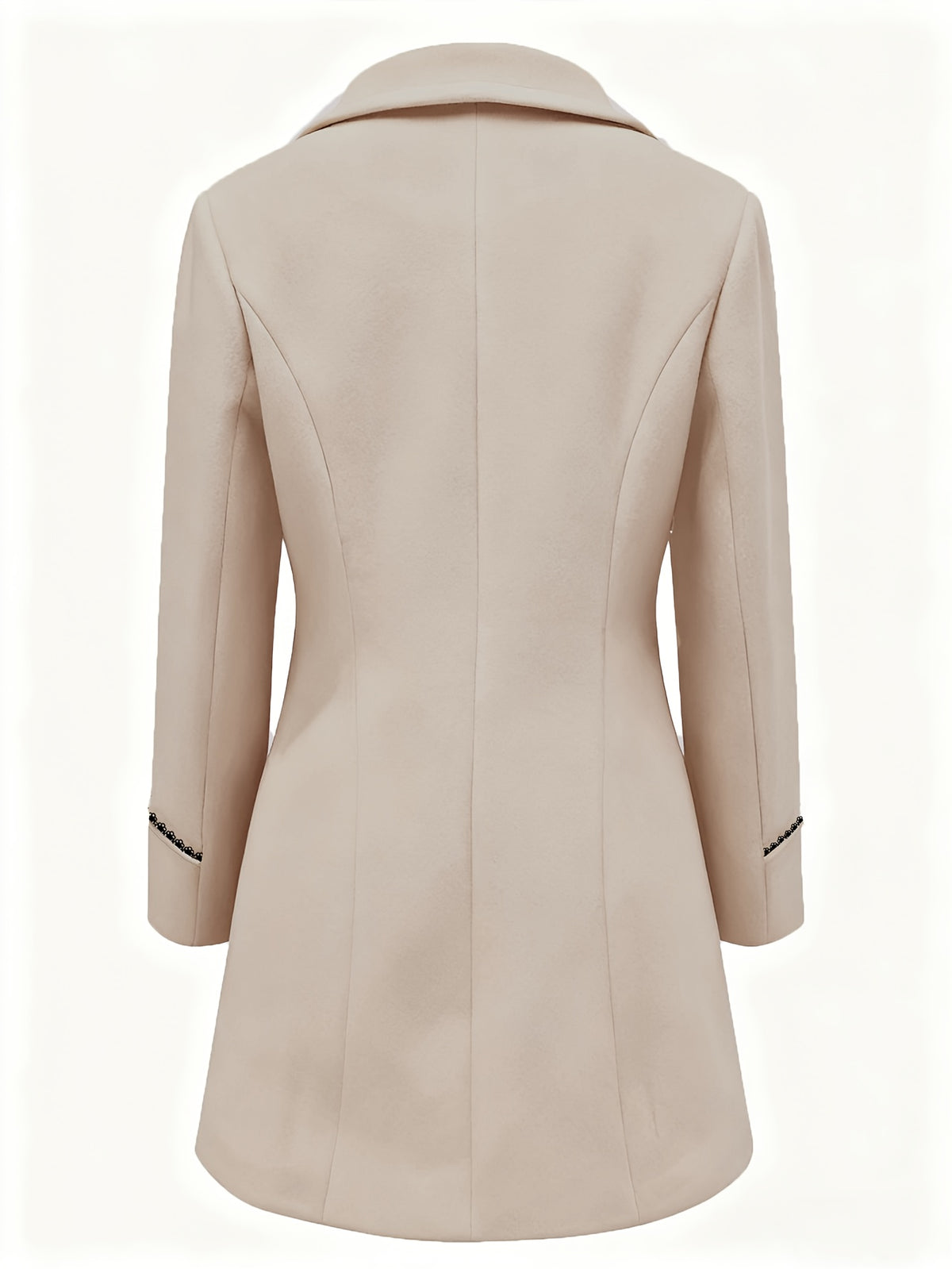 Women'S Lined Double-Breasted Lapel Coat, Elegant Long Sleeve Fashion Jacket, Spring Fall Winter Wear, Dry Clean, Warm, Casual Outdoor Coat