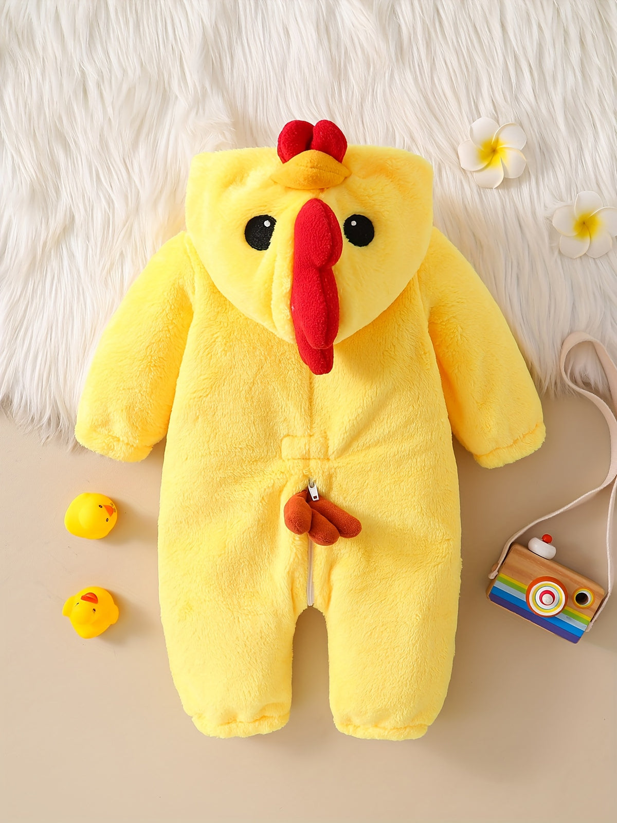 Toddler Girl Clothes, Tolo Rabbit Yellow Chick Jumpsuit - Soft Warm Winter Outfit with Chickens Feet & Beak, Easy On/Off Onesie, Machine Washable Photoshoots & Casual Attire, Perfect for, Outfit for Rabbit, Bunny, Bunny Outfits, Perfect for Outdoor