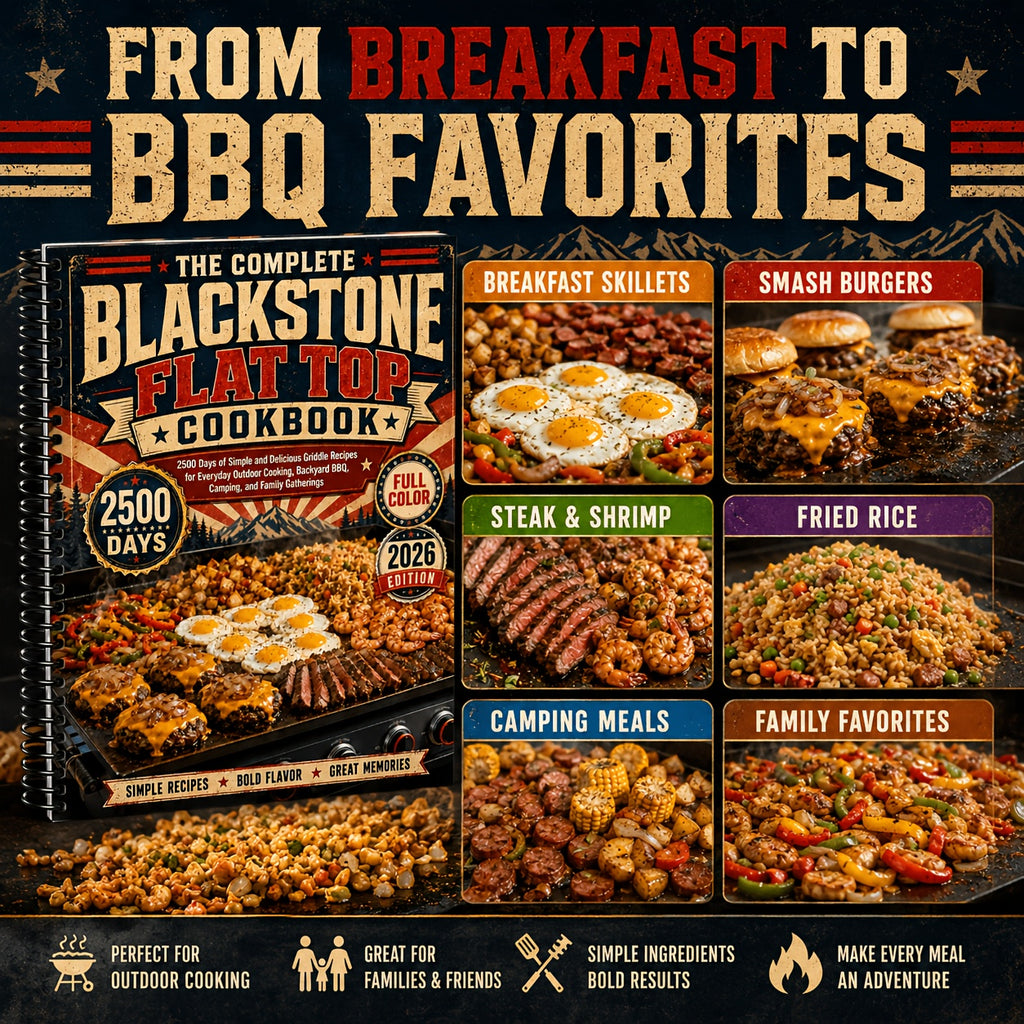 The Complete Blackstone Flat Top Cookbook-2500 Days Of Simple And Delicious Griddle Recipes for Everyday Outdoor Cooking, Backyard BBQ, Camping, And Family Gatherings(Spiral Bound, Full Color Edition)