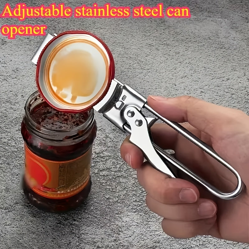 1pc Multi-Function Bottle And Can Opener, Adjustable Easy-Grip Manual Tool, Durable Stainless Steel, No Power Required, Ideal for Parties And Daily Use, Great Gift for Sports Fans