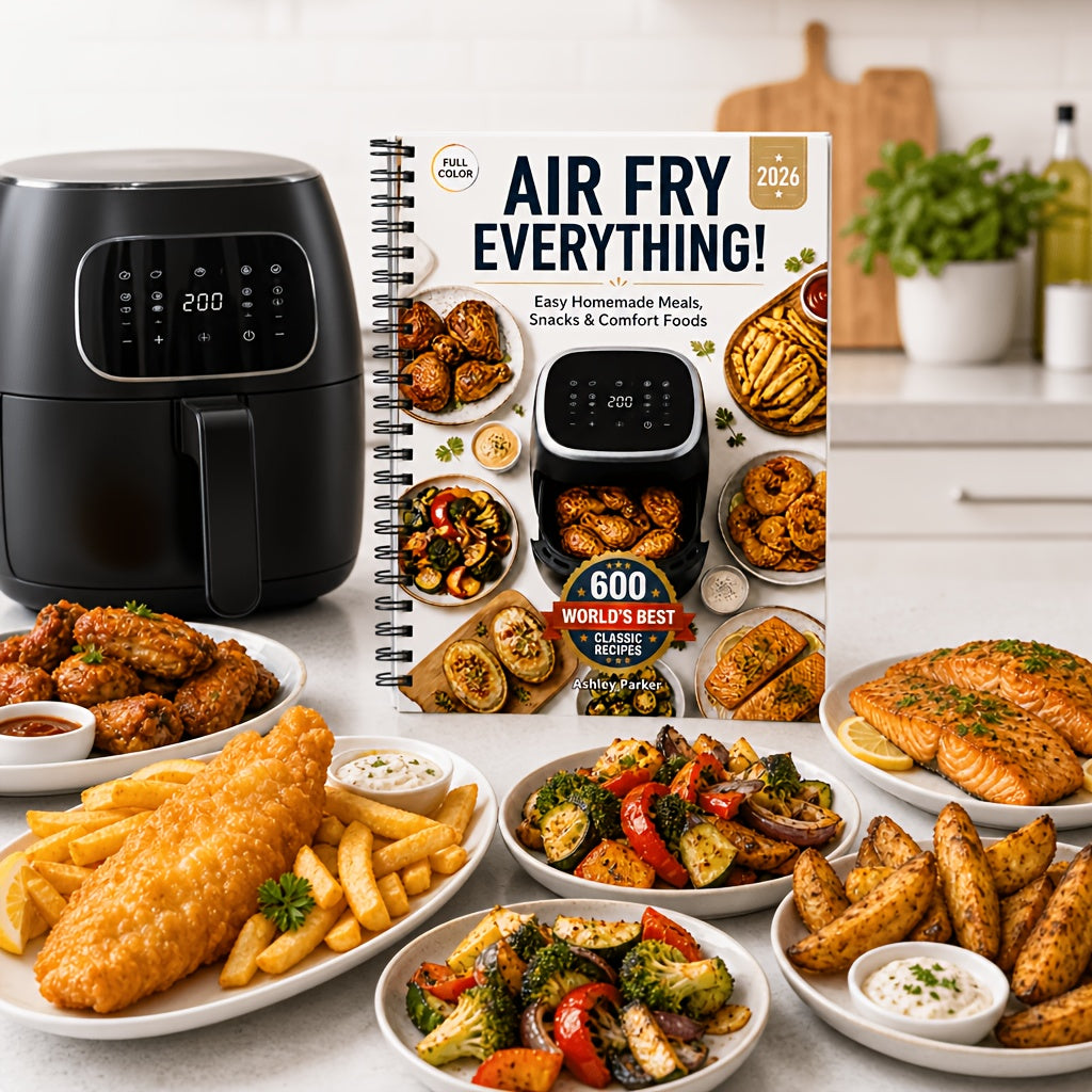 600+ Recipe Air Fryer Cookbook Suitable for Beginners: Crispy Air Fryer Recipes Book with Step--Step Methods, Quick & Meals for Home, Snacks, Family Dinners - Compatible for Air Fryers, Compact Cooking Handbook