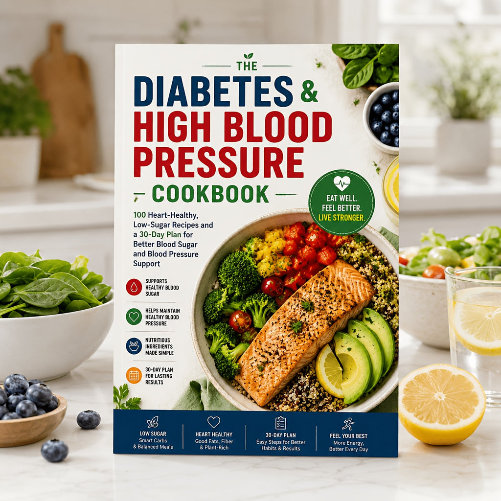 The Diabetes & High Blood Pressure Cookbook 100 Heart-Healthy, Low-Sugar Recipes and a 30-Day Plan for Better Blood Sugar and Blood Pressure Support