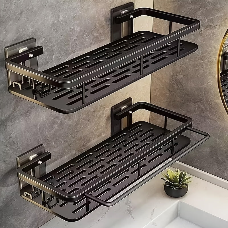 Large Capacity Wall-Mounted Shower Caddy, No Drill Installation, Space-Saving Floating Shelf for Bathroom And Kitchen, Plastic Organizer for Toiletries, Cosmetics And Additions, Shower Caddies