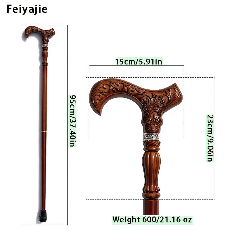 Feiyajie Retro Beech Wood Craft Cane with Handle Anti-Slip Staff 37.4inch Halloween Party Runway Decor Scepter, for Cosplay & Party