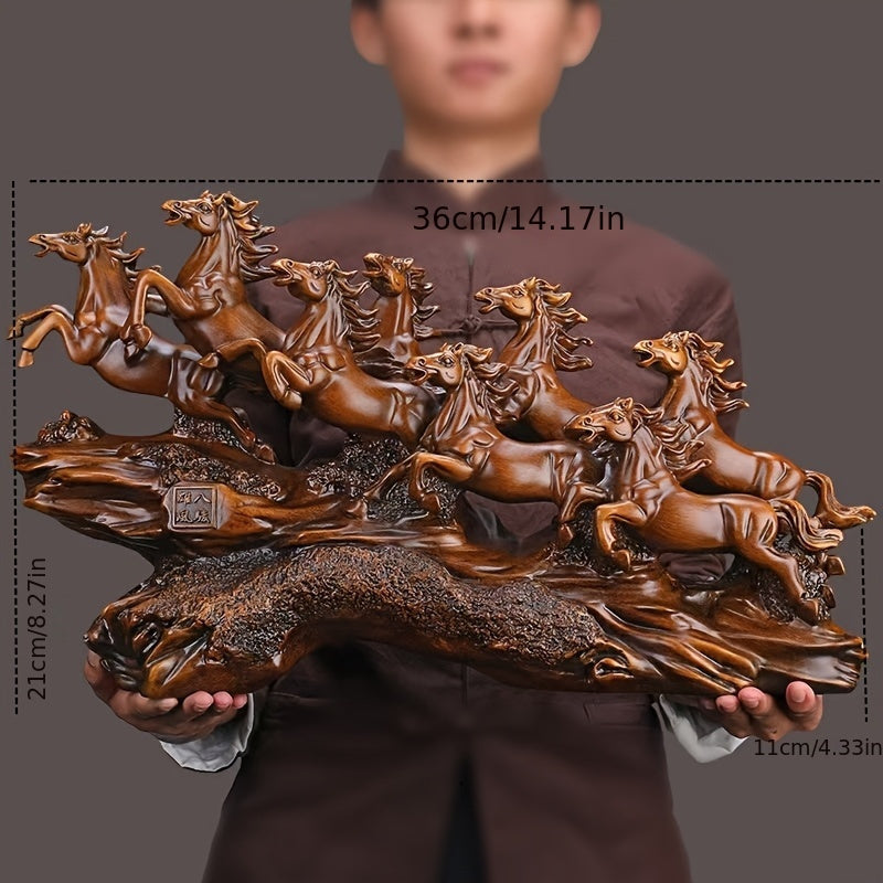 1pc Elegant Eight Horses Resin Sculpture, Perfect Entrance Craft Decoration, Suitable for Living Room, TV Cabinet, Office, Housewarming Elephant Decoration Gift, Horse Decoration