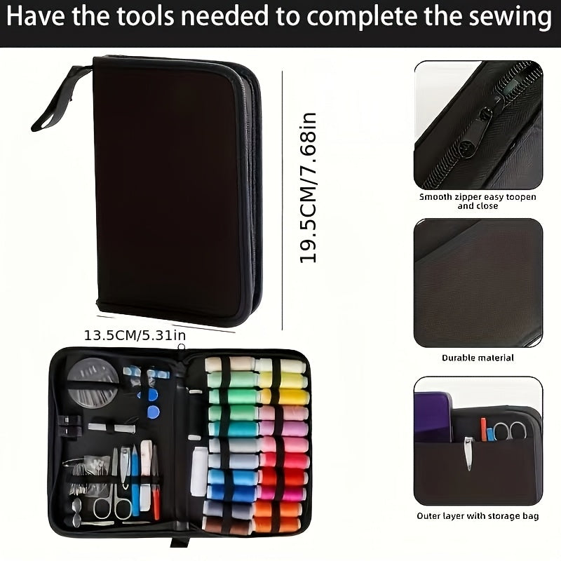 111-Piece Multi-Sewing Kit with Accessories - 24-Colored Threads, Needles, and Thread for Small Repair Sewing, Essential Mini Portable Travel Sewing Kit for Emergency Fixes