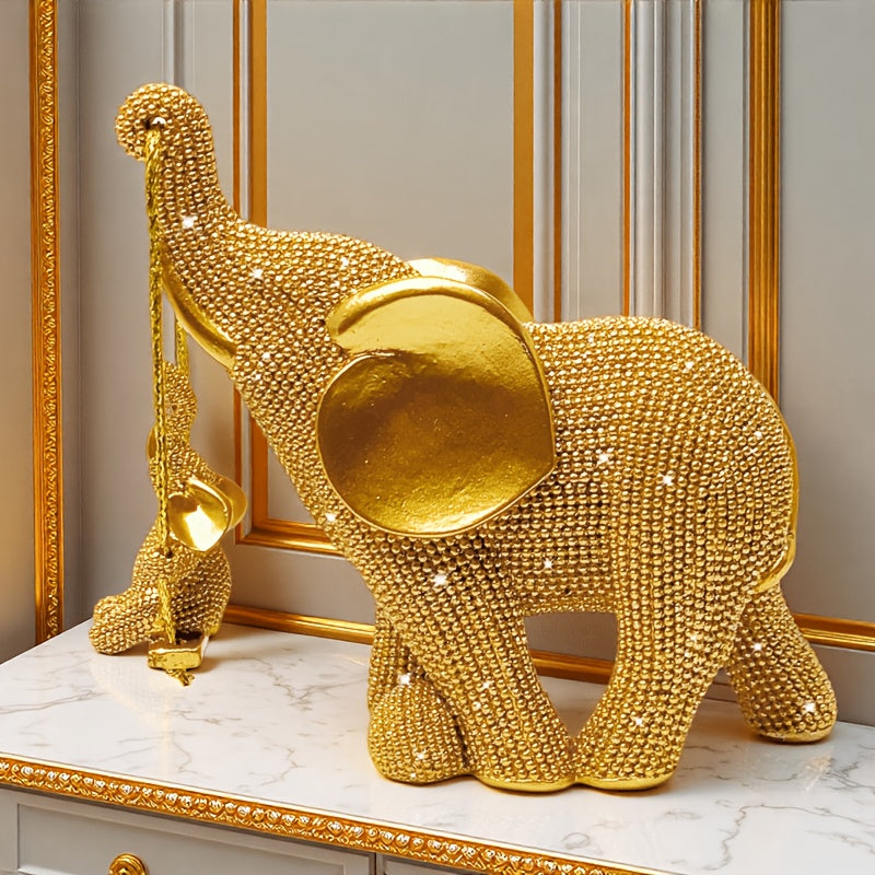 1pc Mother And Elephant Ornament 3D Sculpture Home Decor Resin Craft Creative Office Desktop Decoration Collectible Art Gift Holiday Present