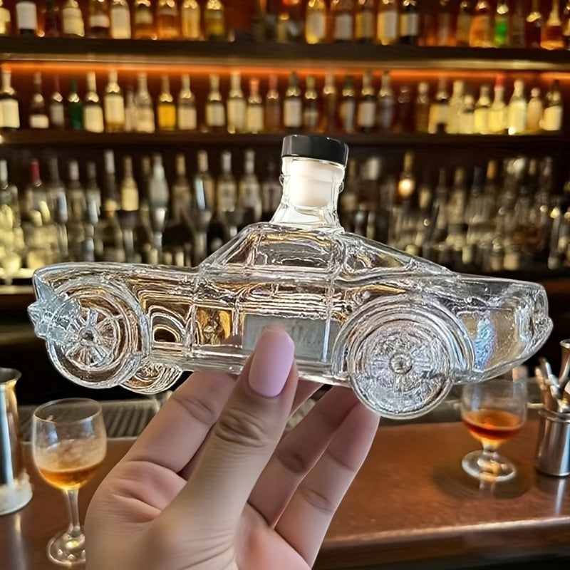 13.53oz Hand-blown Car-shaped Whiskey Bottle; Car Model Wine Decanter; Fun Transparent Wine Decanter; Whiskey Bottle.