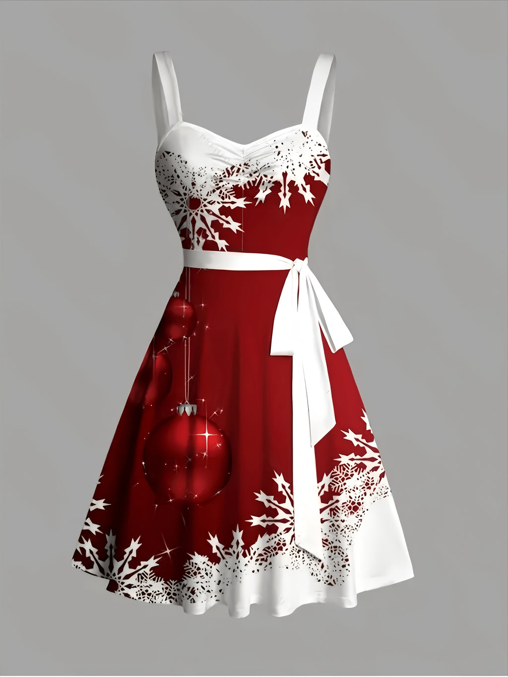 Christmas Print V-Neck Strap Dress, Elegant Backless Cami Dress, Women'S Clothing