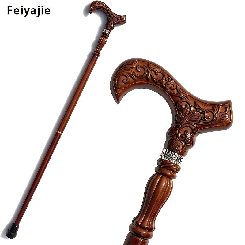 Feiyajie Retro Beech Wood Craft Cane with Handle Anti-Slip Staff 37.4inch Halloween Party Runway Decor Scepter, for Cosplay & Party
