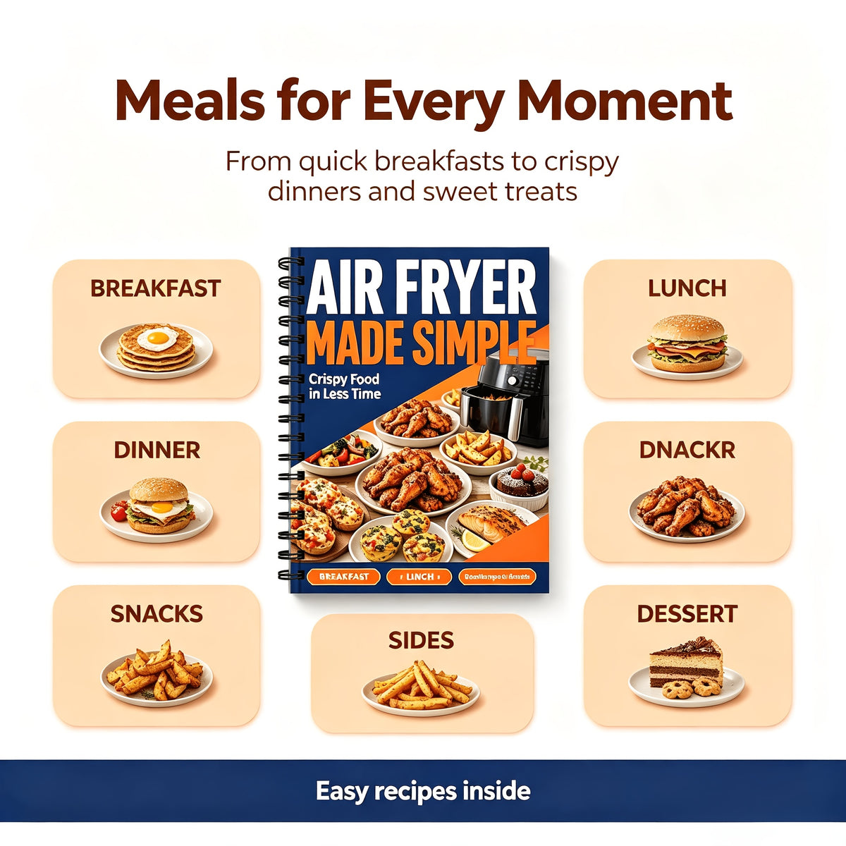 A5 Air Fryer Cookbook for Middle-Aged And Elderly, Easy Ingredients for Quick Cooking, Air Fryer Recipe Book And Cooking Manual, Monthly Meal Planning Reference, Quick Healthy Home Cooking