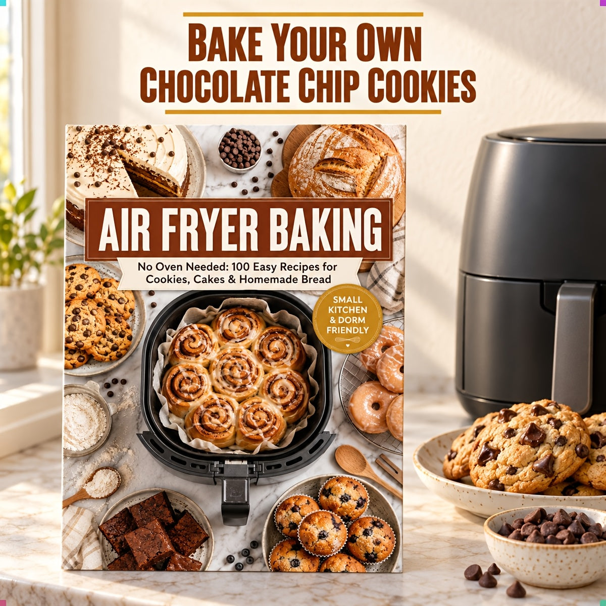 Air Fryer Baking: No Oven Needed, 100 Easy Recipes for Cookies, Cakes & Homemade Bread, Paperback, Small Kitchen & Dorm Friendly