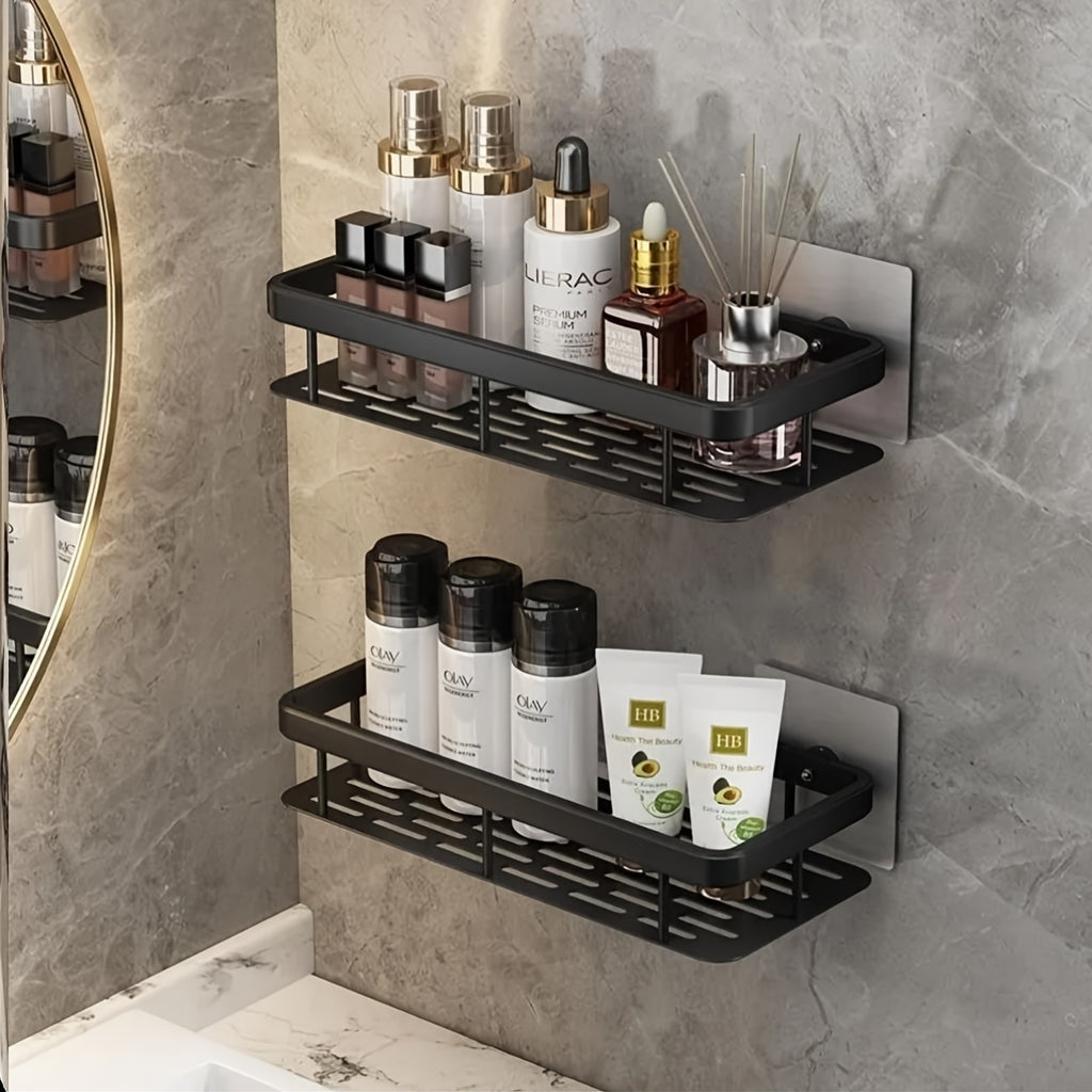 Large Capacity Wall-Mounted Shower Caddy, No Drill Installation, Space-Saving Floating Shelf for Bathroom And Kitchen, Plastic Organizer for Toiletries, Cosmetics And Additions, Shower Caddies