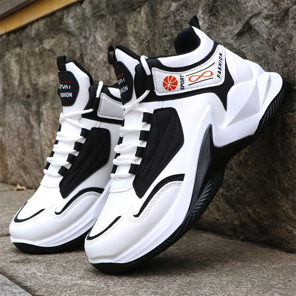 Men'S High-Top Sneakers, Lightweight Running Shoes with Non-Slip Sole, Gym Hiking Casual All-Season Lace-Up Sneakers, High-Top Canvas Shoes, Hiking Footwear, Dynamic Sports Design, Breathable Fabric Lining, Athletic Appearance, Durable Construction