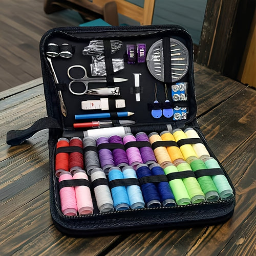 111-Piece Multi-Sewing Kit with Accessories - 24-Colored Threads, Needles, and Thread for Small Repair Sewing, Essential Mini Portable Travel Sewing Kit for Emergency Fixes