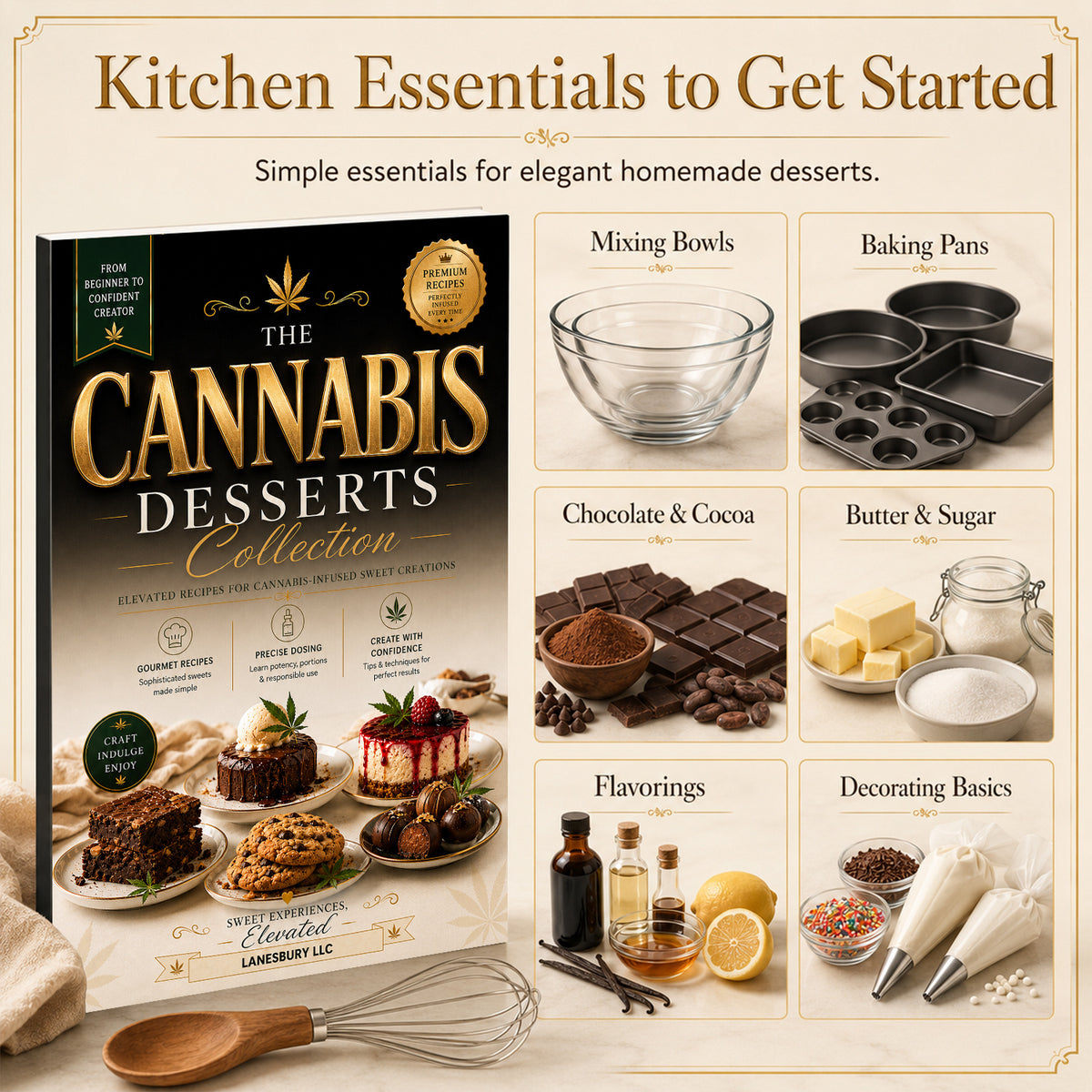 CANNABIS DESSERTS COOKBOOK FOR BEGINNERS: EASY CANNABIS INFUSED RECIPES FOR BROWNIES, COOKIES, CAKES, GUMMIES & SWEET TREATS WITH DOSING GUIDE