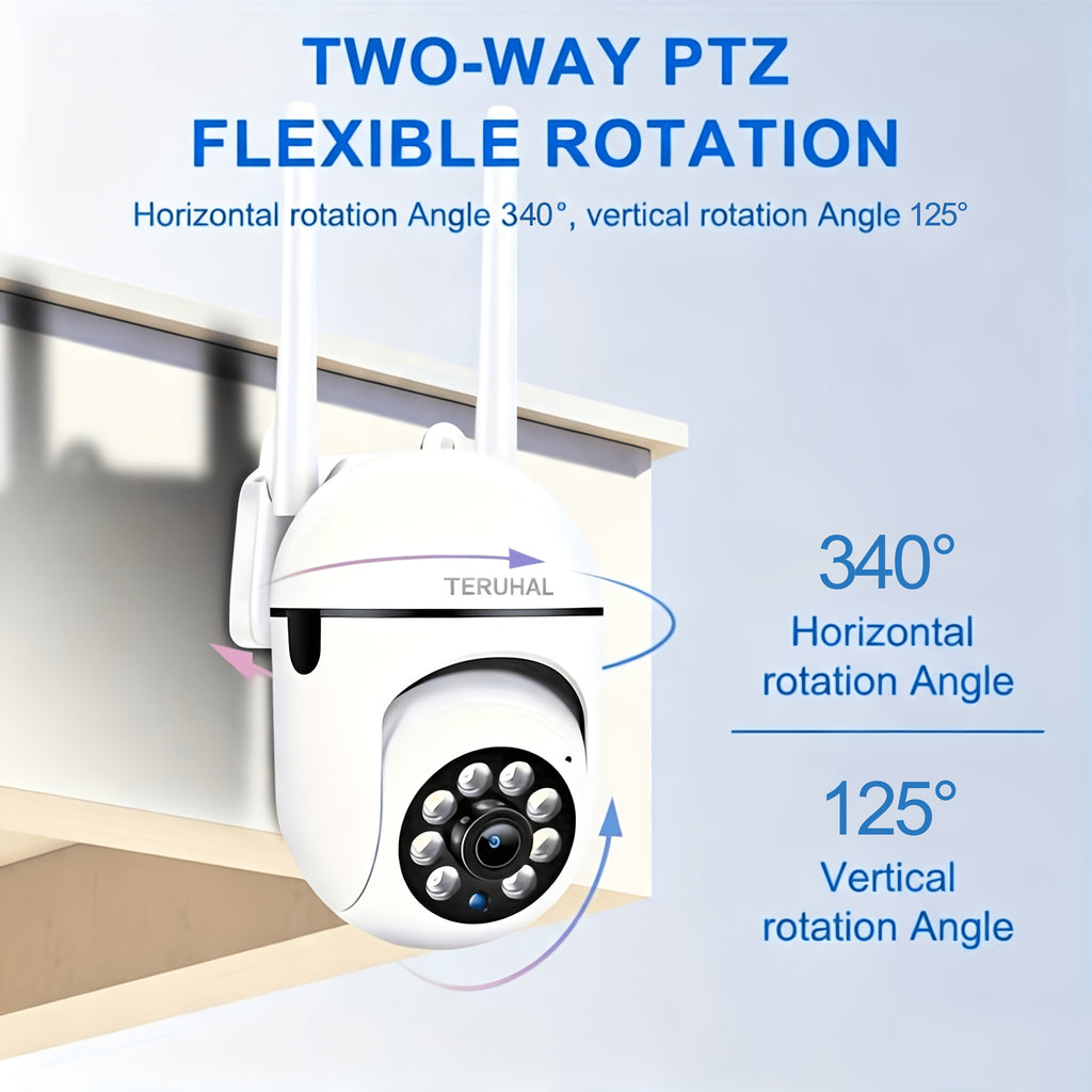 2.4G Wi Fi Smart Home Security Camera | Gimbal Rotation, 4x Zoom, Full HD Color Night Vision, Two-way Voice, Motion Tracking, Spotlight Alarm | Indoor Use, Mobile Application Viewing, Suitable for Taking Care of Children/pets/elderly