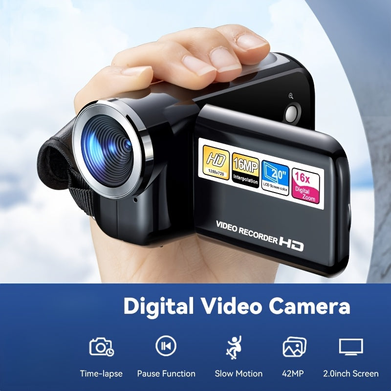 2026 New Model Vlog Camera 16MP Digital Camera DV Video Camcorder, Portable 16X HD Digital Video Camera with 2-inch TFT LCD Screen