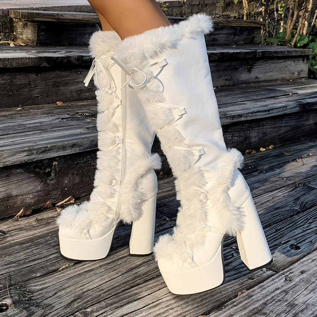 Wedge-Heeled Thick-Soled Mid-Calf Boots, Women Shoes