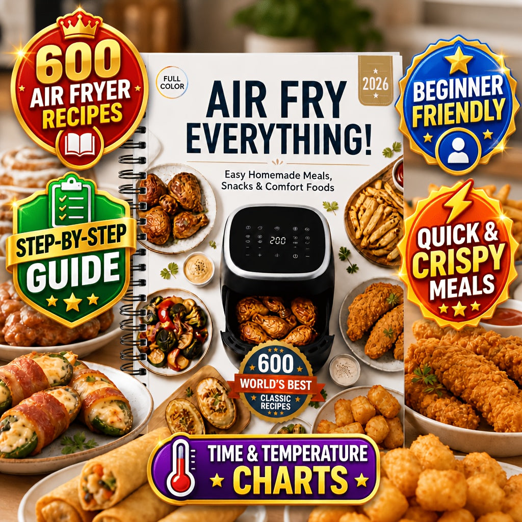 The Ultimate Air Fryer Cookbook for Beginners |A Complete Collection of 600 Easy Air Fryer Recipes Featuring Breakfast, Lunch, Dinner, Snacks, Desserts, Frozen Foods, Chicken, Beef, Seafood, Vegetables, One-Basket Meals, Meal Prep, Crispy Family