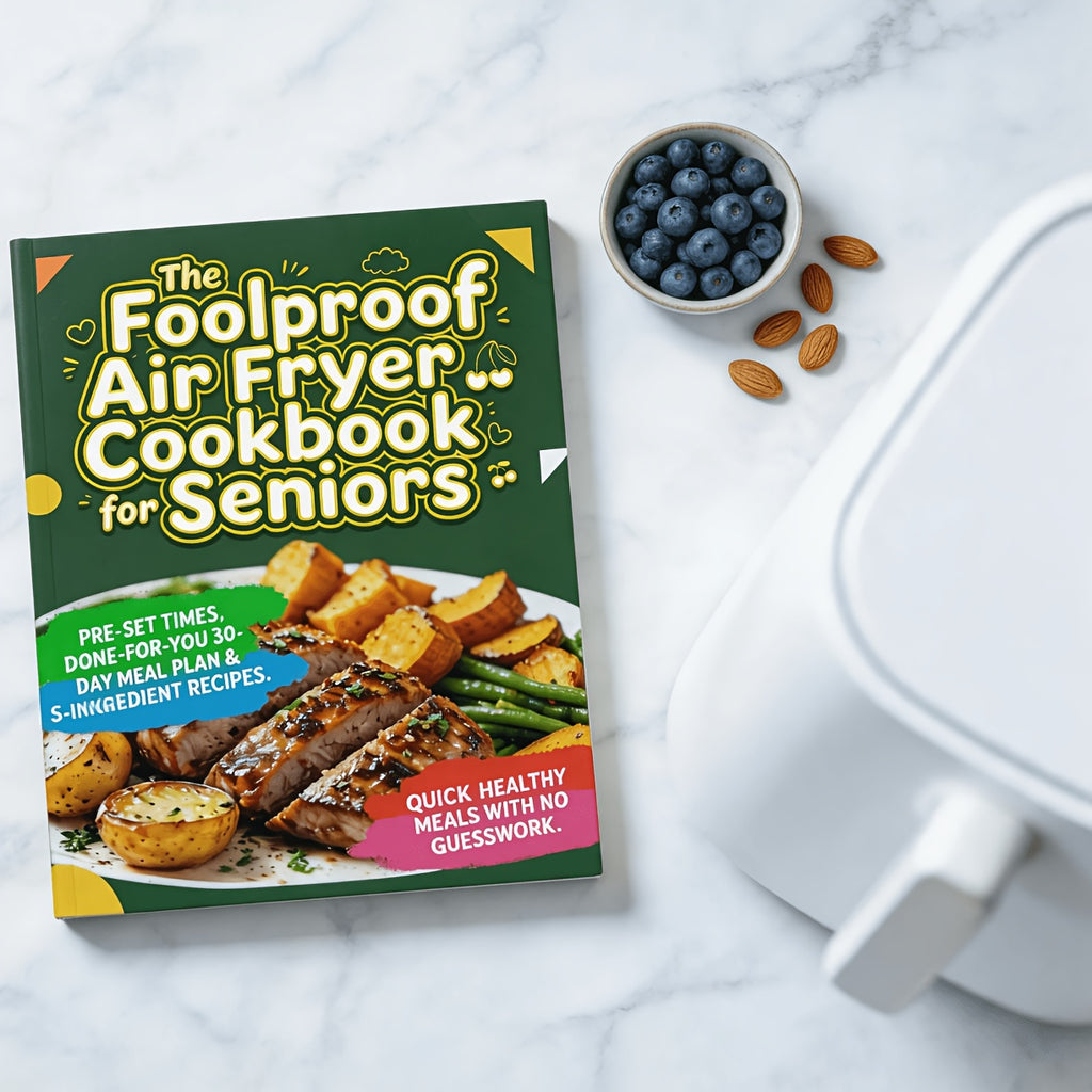 The Foolproof Air Fryer Cookbook for Seniors: Pre-Set Times, Done-for-You 30-Day Meal Plan & 5-Ingredient Recipes. Quick, Healthy Meals with No Guesswork.